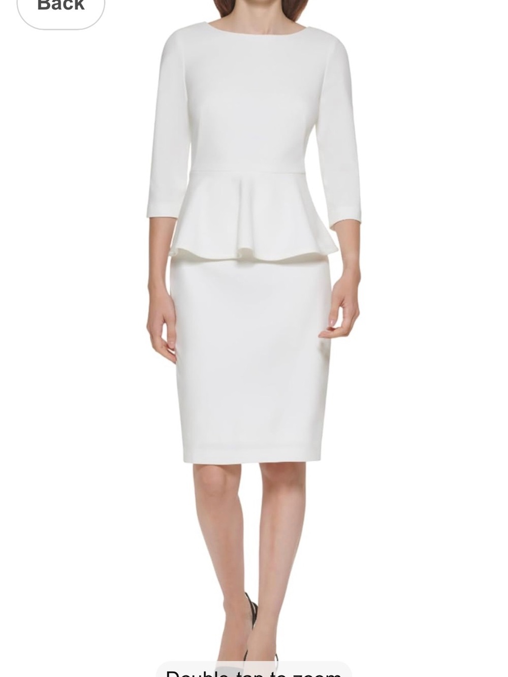 Calvin Klein Cream Peplum Midi Dress